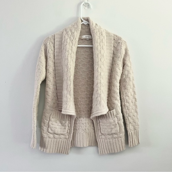 Aritzia Talula Open Sweater Woven w Lambswool Angora Cashmere XXS Cream Cardigan - Picture 2 of 7
